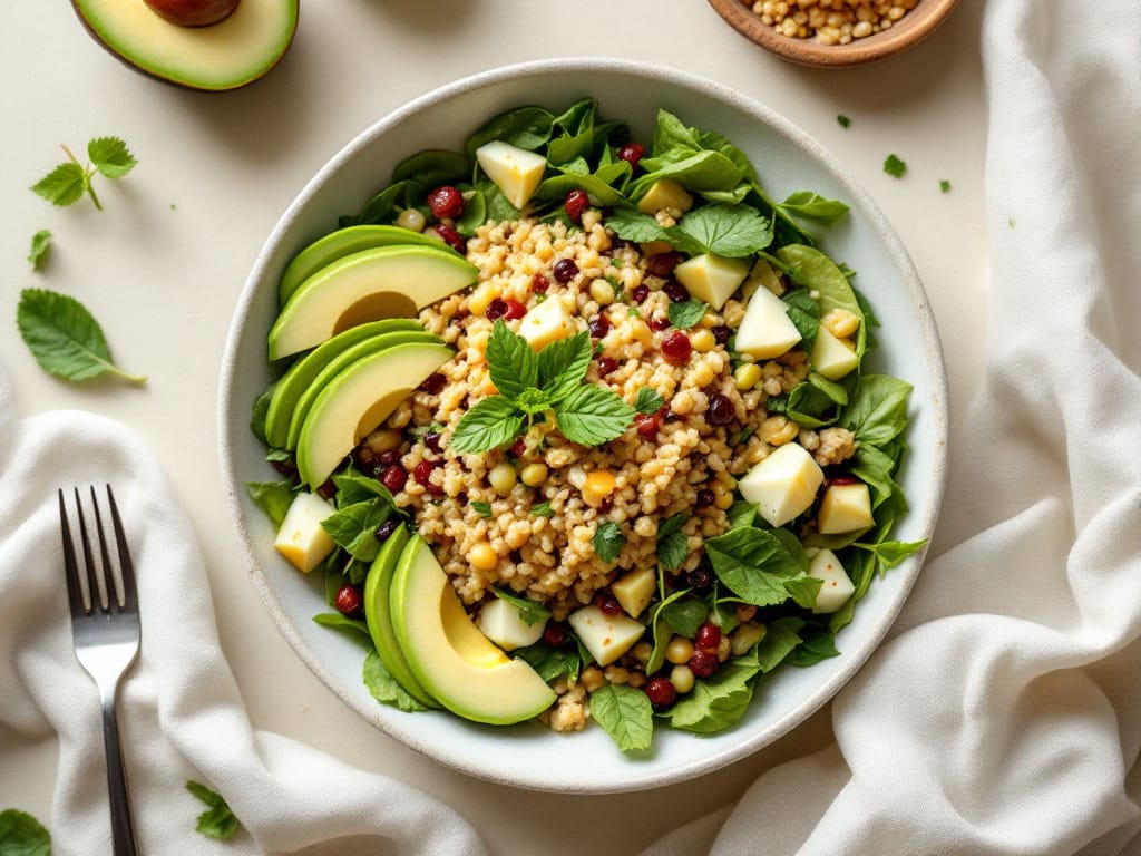 Quinoa-Granatapfel-Salat mit Avocado und Minze