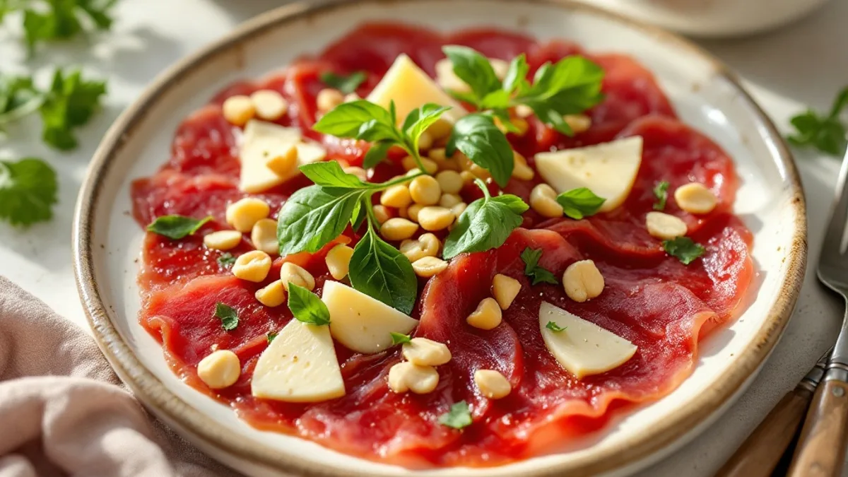 Rote-Bete-Carpaccio mit Walnüssen und Ziegenkäse