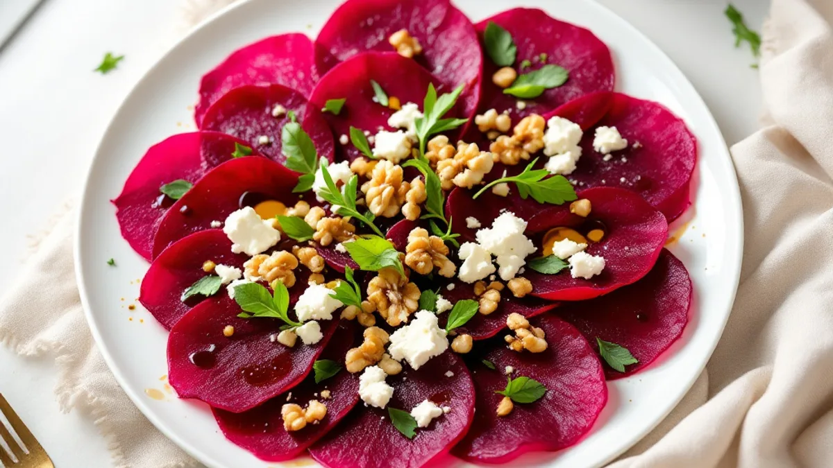 Rote-Bete-Carpaccio mit Walnüssen und Ziegenkäse
