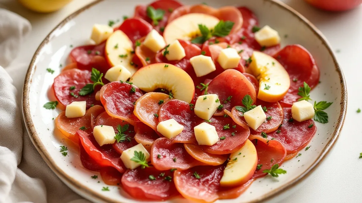 Rote-Bete-Carpaccio mit Ziegenfrischkäse und Apfel