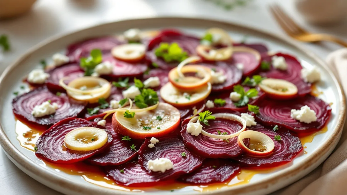 Carpaccio od cikle s kozjim svježim sirom i jabukom