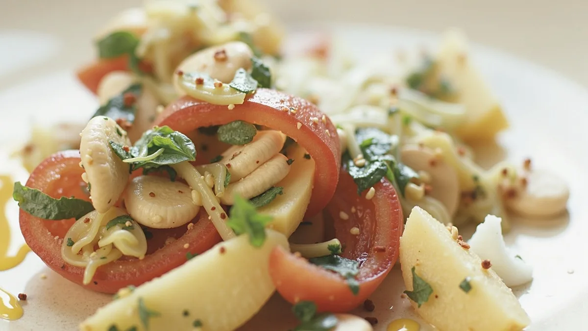 Weißer-Bohnen-Salat mit Kartoffeln und Tomaten