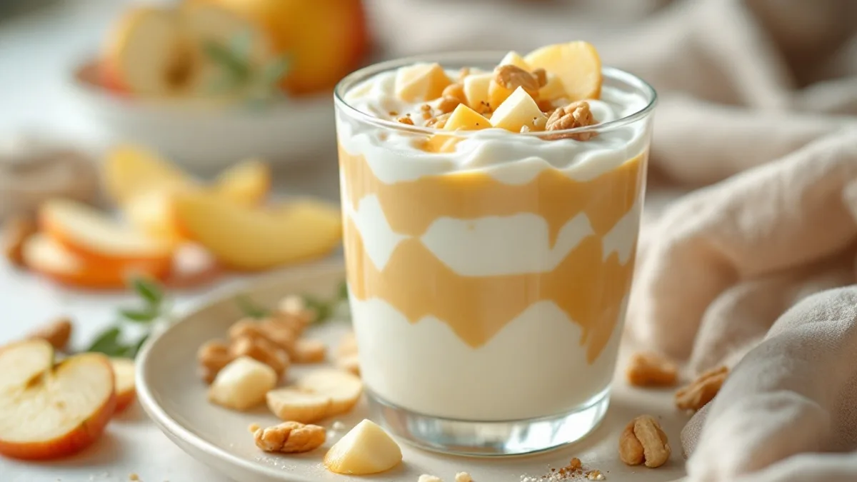 Sanddorn-Joghurt-Frühstück mit Haferflocken und Walnüssen