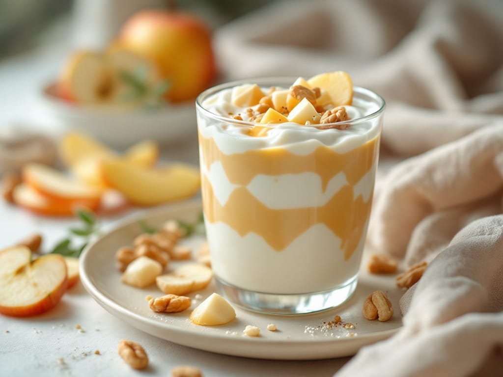 Sanddorn-Joghurt-Frühstück mit Haferflocken und Walnüssen