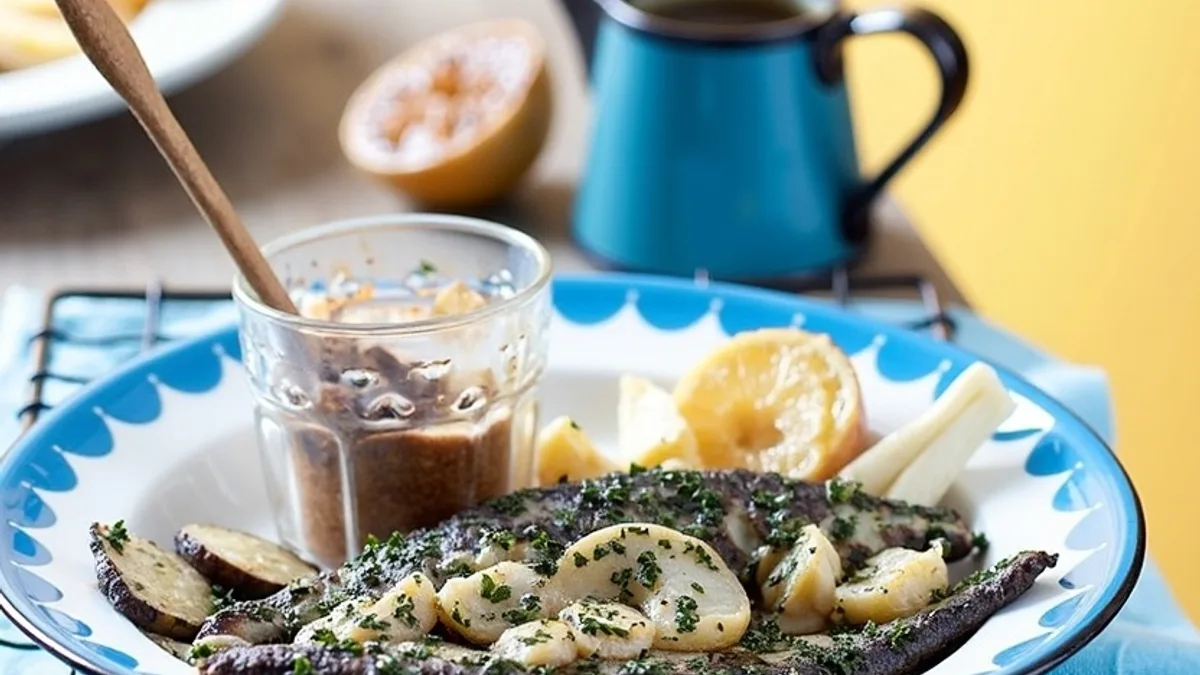 Gegrillte Sardinen mit Linsen-Fenchel-Salat und Blutorangenvinaigrette