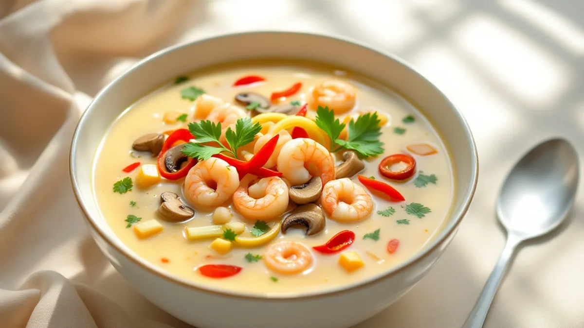 Scharfe Garnelen-Kokos-Suppe mit Zitronengras und Ingwer