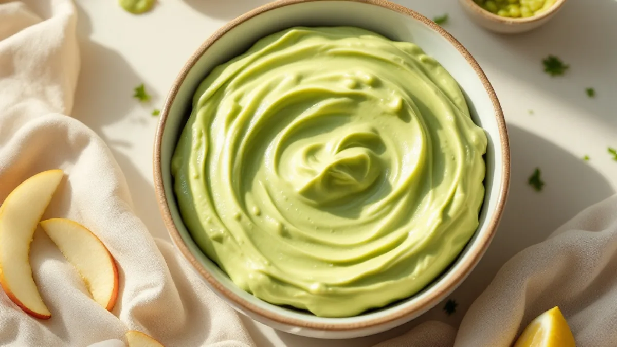 Cremiger Avocadodip mit Wasabi und Apfel