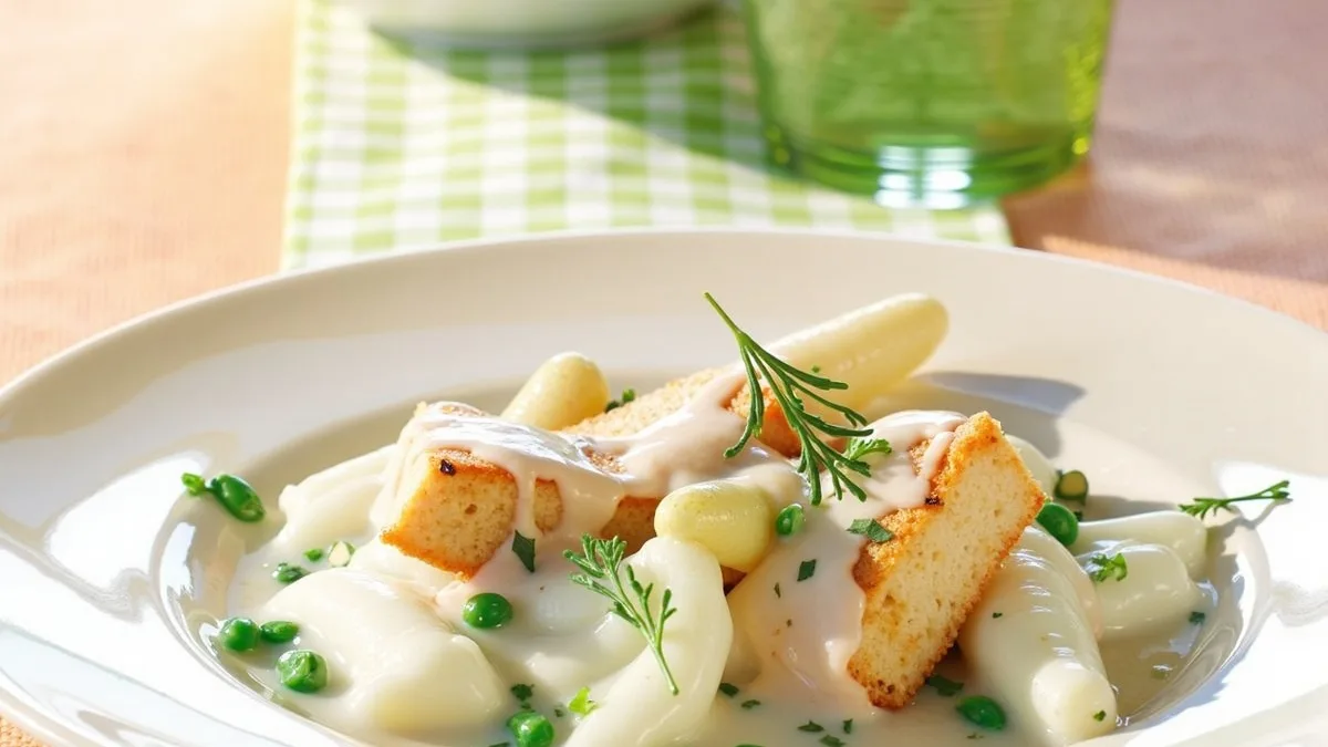 Spargel-Lachs-Ragout mit Kapern und frischem Dill