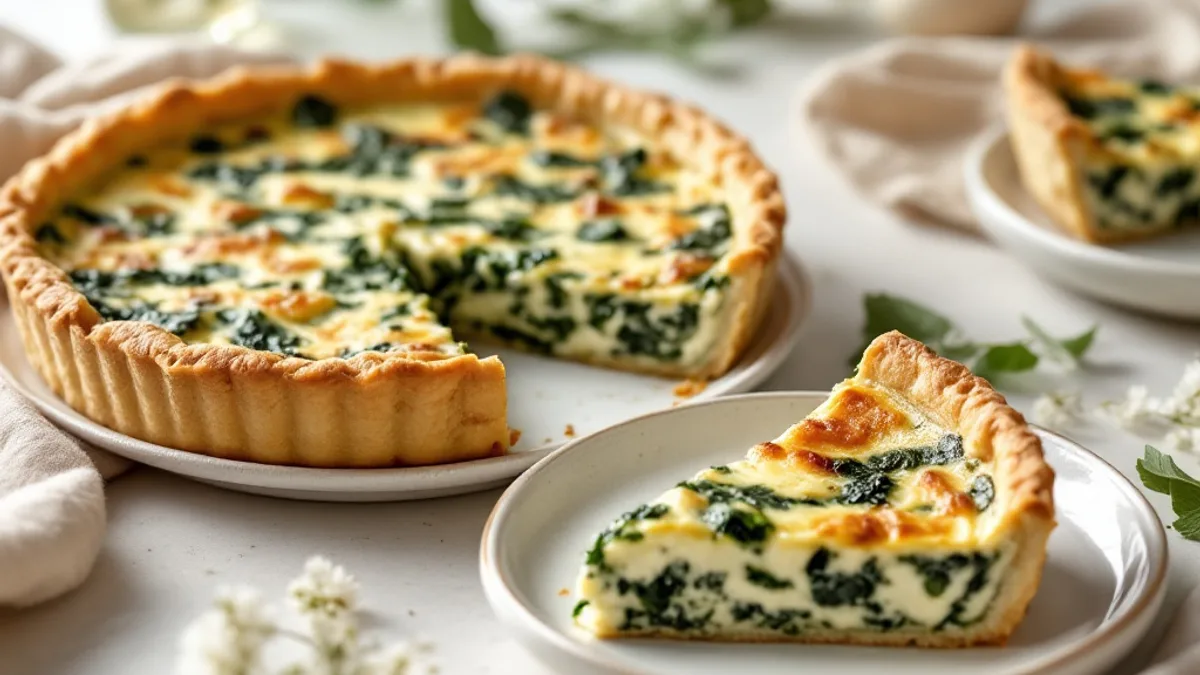Herzhafter Spinat-Ricotta-Kuchen mit knusprigem Mürbeteig