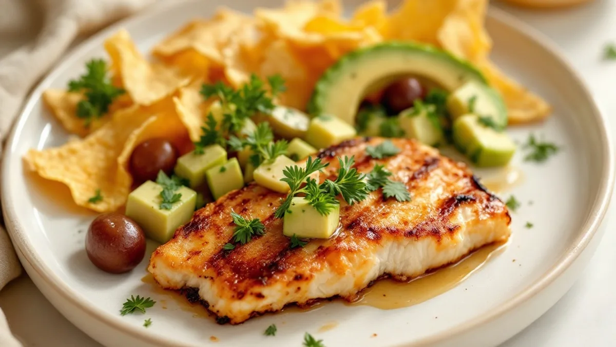 Überbackene Tortilla-Chips mit Hähnchen, Kidneybohnen und Avocado