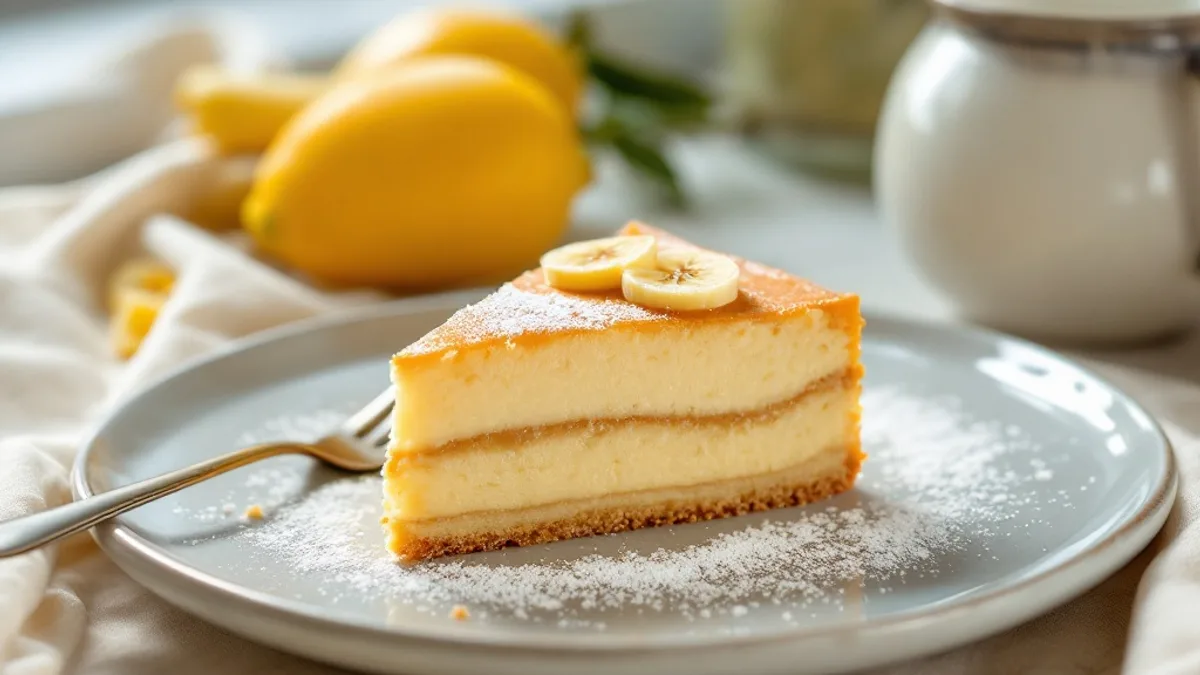 Vanillepudding-Blechkuchen mit Bananenschicht und Tortenguss