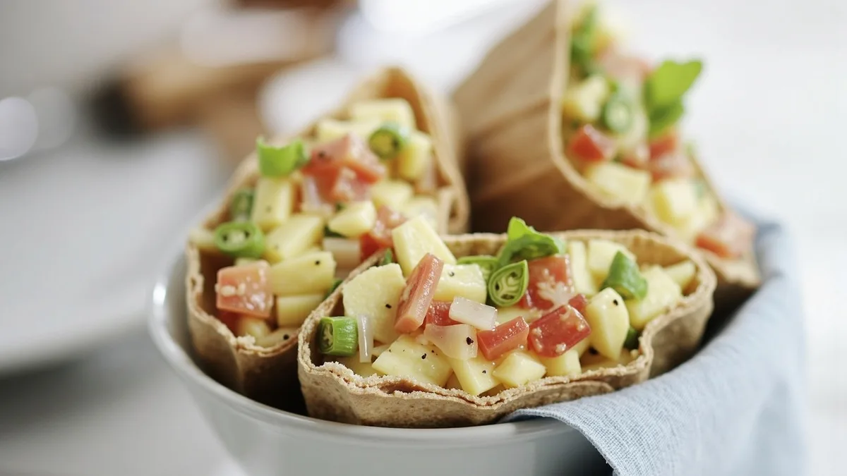Vollkorn-Pitataschen mit buntem Eiersalat