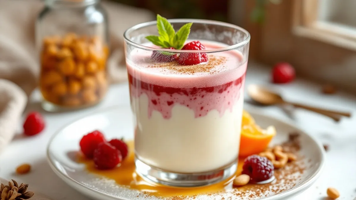 Warme Kirsch-Mandelmilch mit Vanille