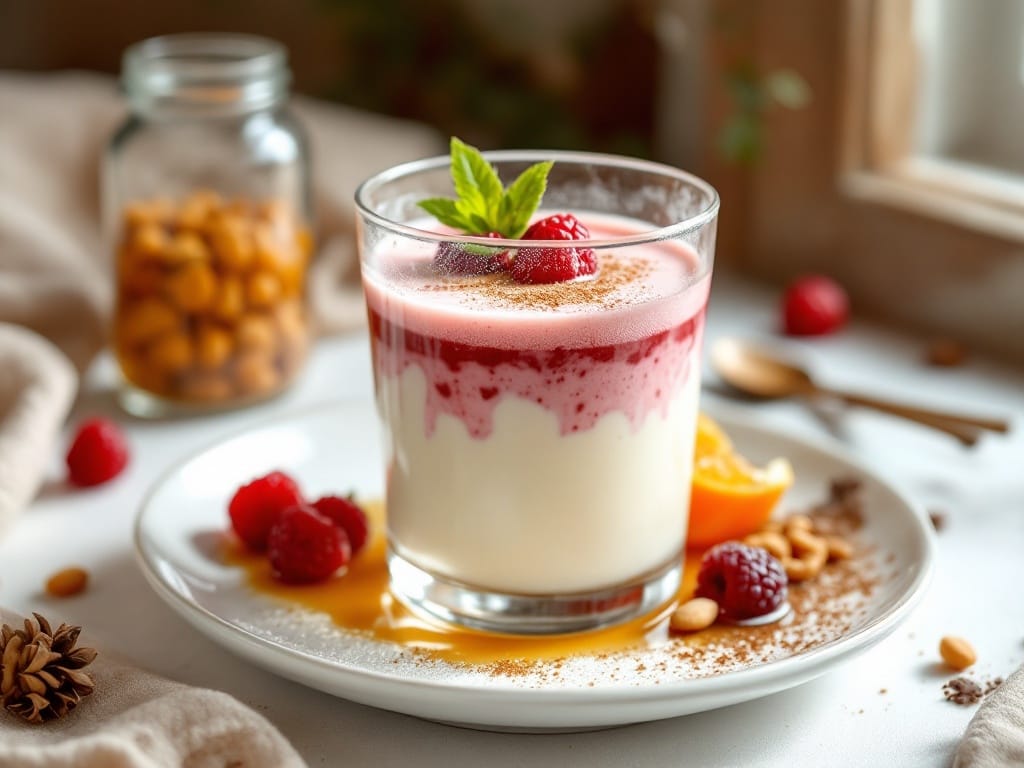 Warme Kirsch-Mandelmilch mit Vanille