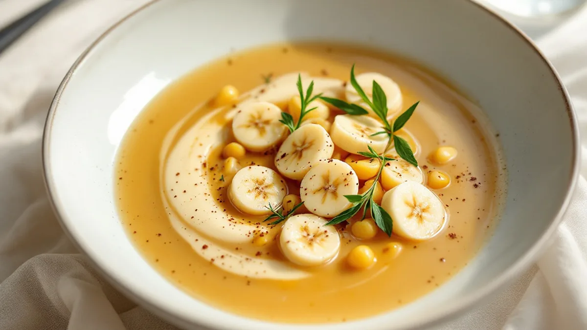 Warme Mandel-Bananen-Suppe mit Zimt und Kardamom
