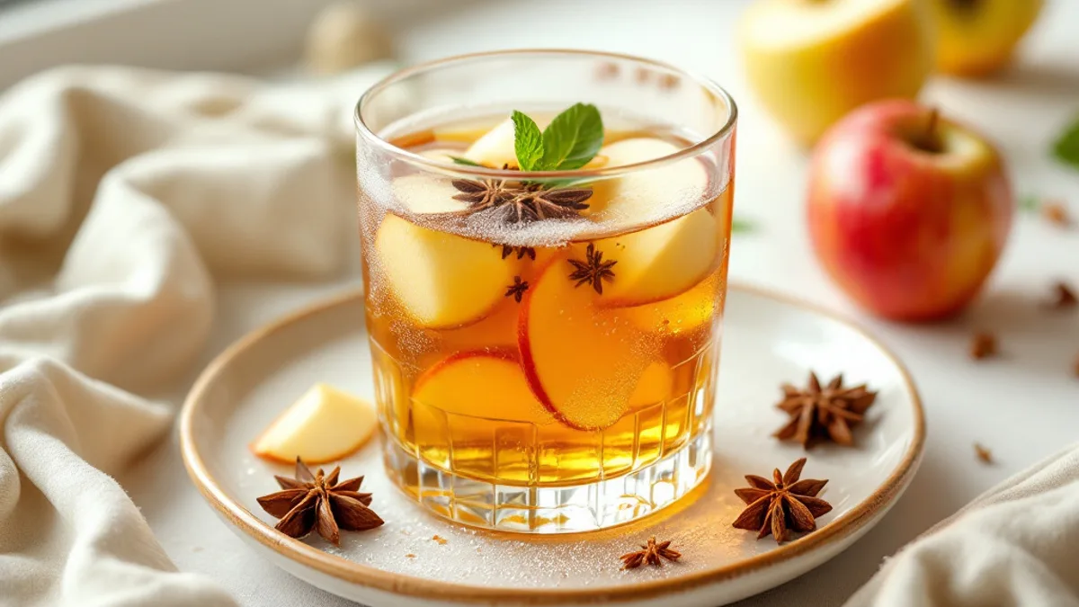 Warmer Apfel-Zimt-Tee mit Ingwer und Honig