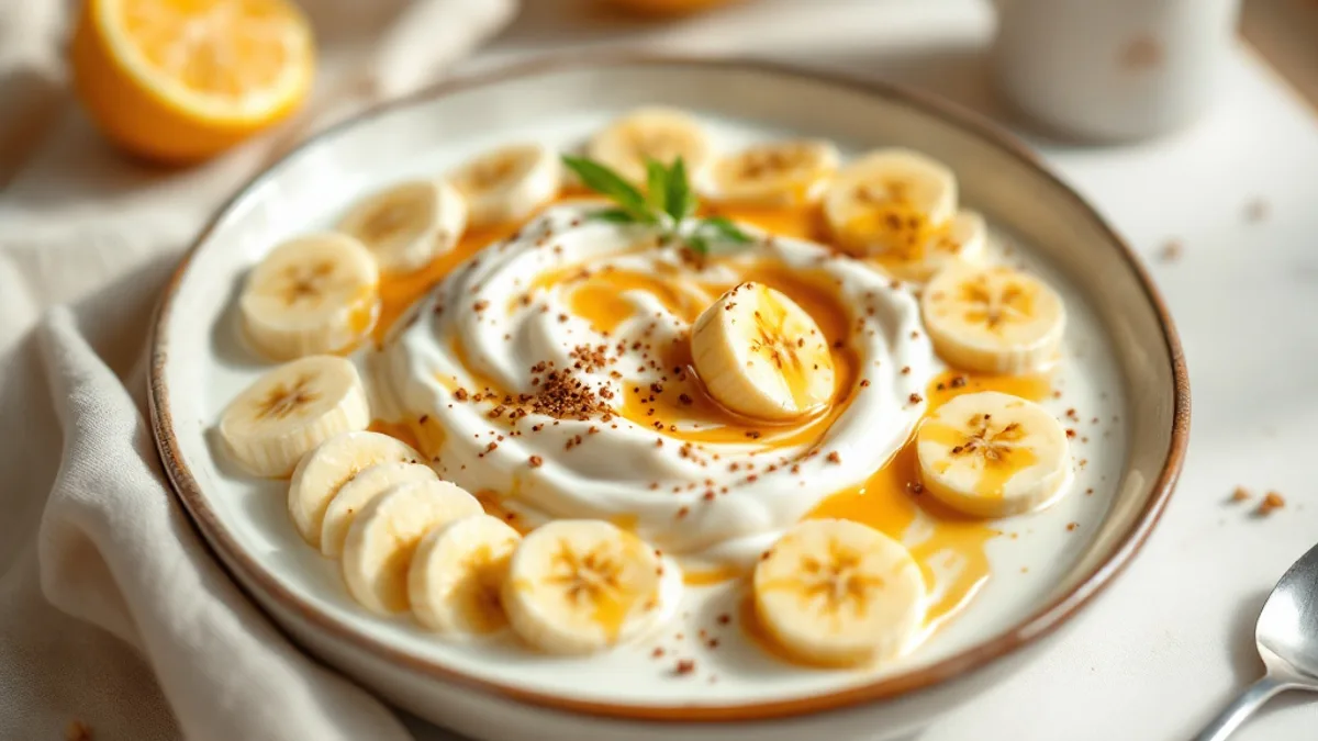 Topli bananin kefir s medom i cimetom