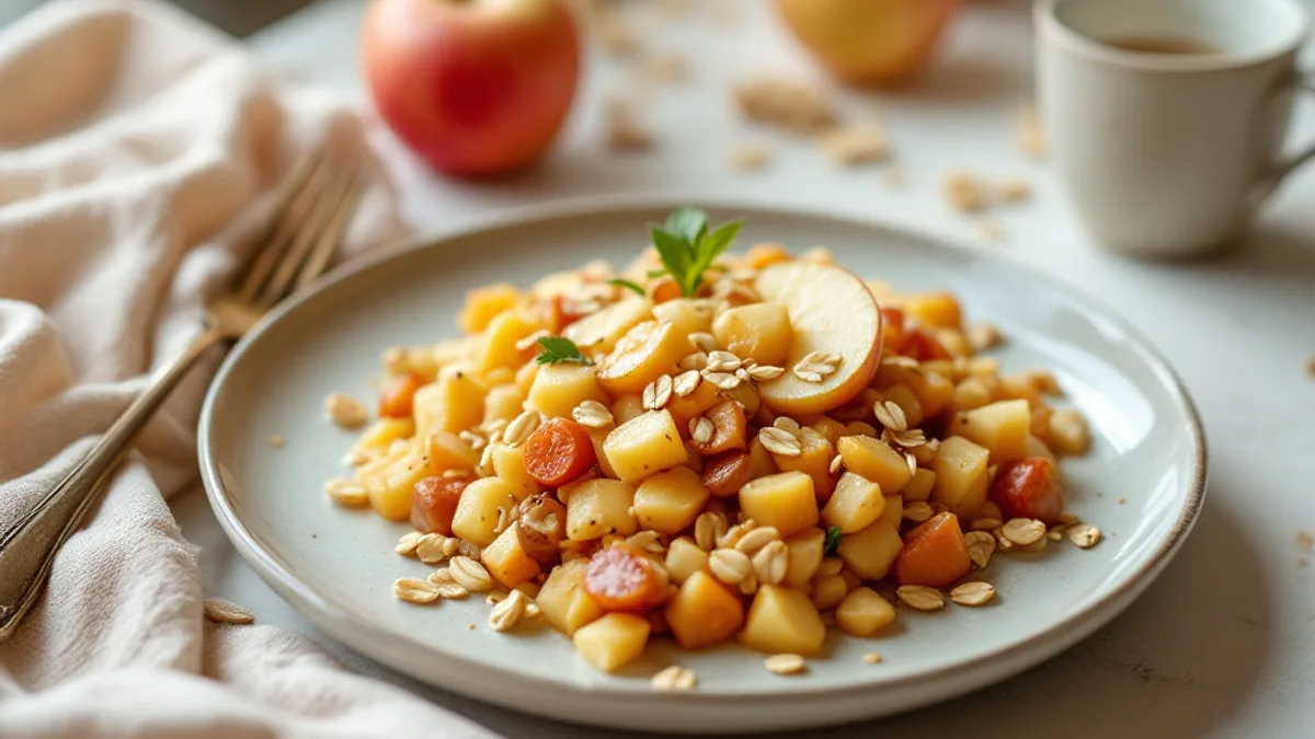 Warmer Hirse-Apfel-Brei mit Zimt und Haselnüssen