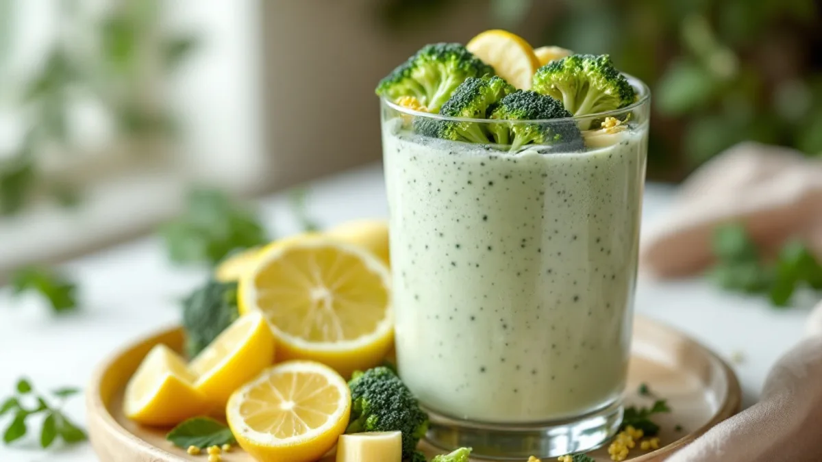 Wilder Brokkolisprossen-Smoothie mit Kefir und Zitrone