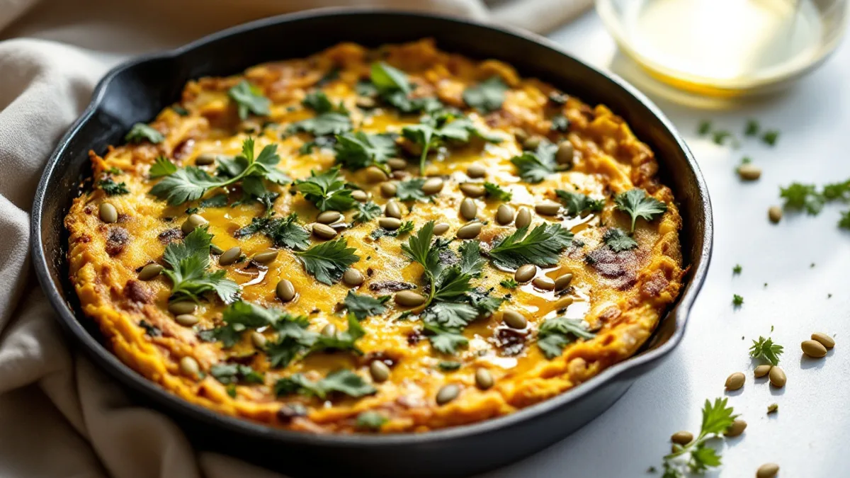 Wildkräuter-Frittata mit Brennnessel und Kürbiskernen
