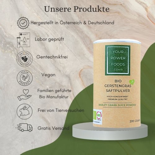 Bio Gerstengras Saftpulver, 50 Fach konzentriert, 200g