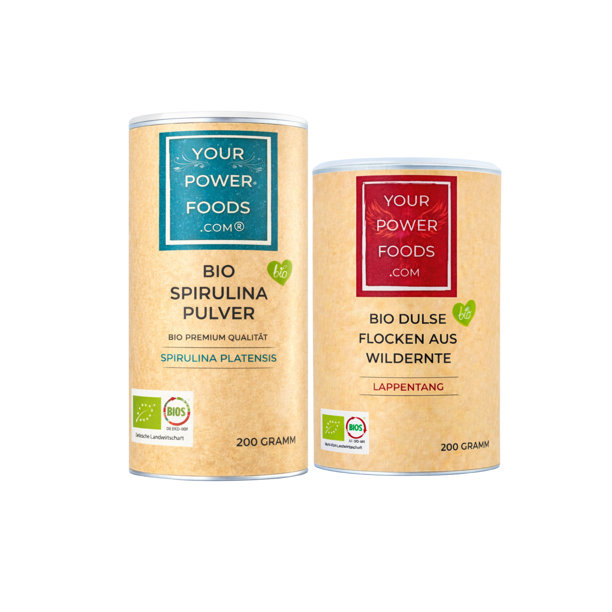Bio Dulse Flocken 200g & Bio Spirulina Pulver 200g Set