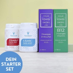 Starterset - Premium Qualität Flüssiges Zink + Vitamin B 12, Vitamin C forte 540, L - Lysin forte 600