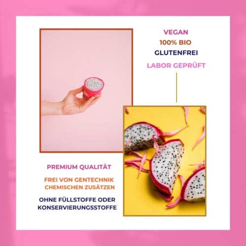 Pitaya Pulver, Bio, 200g, rotes Drachenfrucht Pulver, Red Dragon Powder