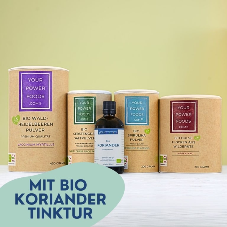 Heavy Metal Detox, POWERFOOD Set, HMDS, mit Bio Koriander Tinktur