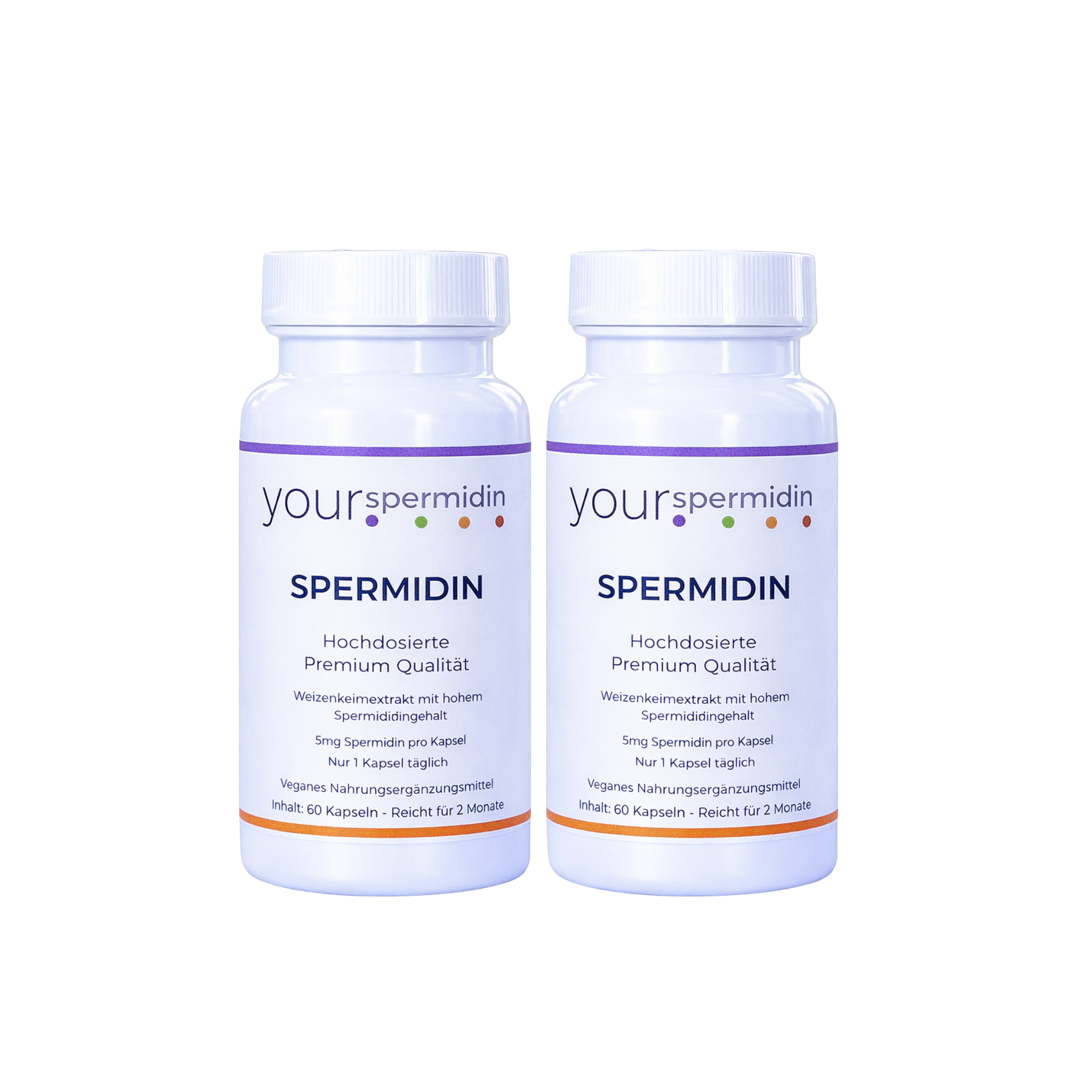 Spermidin, 5mg hochdosiert, Vorteilsset, 2 x 60 Kapseln, 15% Sparen