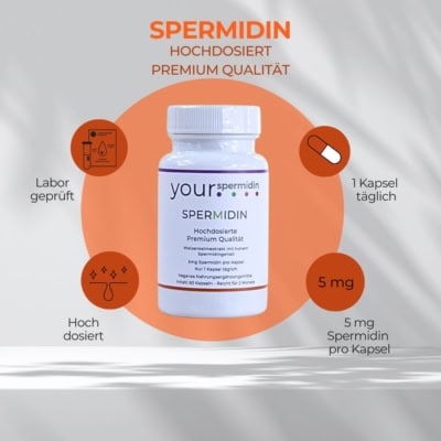 Spermidin Hochdosiert 5mg | Spermidin für 6 Monate | Weizenkeimextrakt Kapseln Kaufen | 3-er Vorteilsset