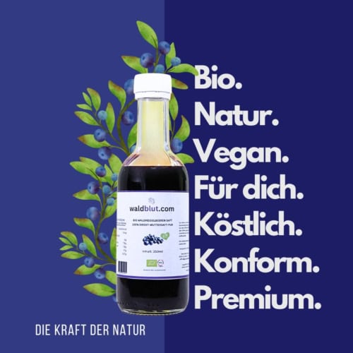 Original Bio Wild-Waldheidelbeeren Muttersaft, 6 x 250 ml im Geschenkbox