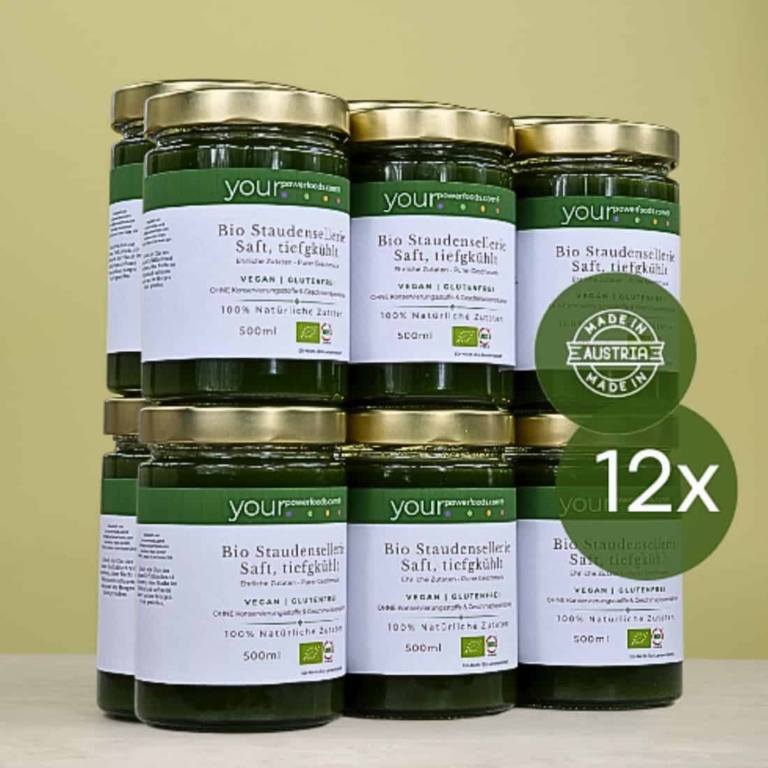 Bio Staudensellerie Saft, tiefgekühlt, konform, vegan, glutenfrei, Vorteilsset 12 x 500 ml