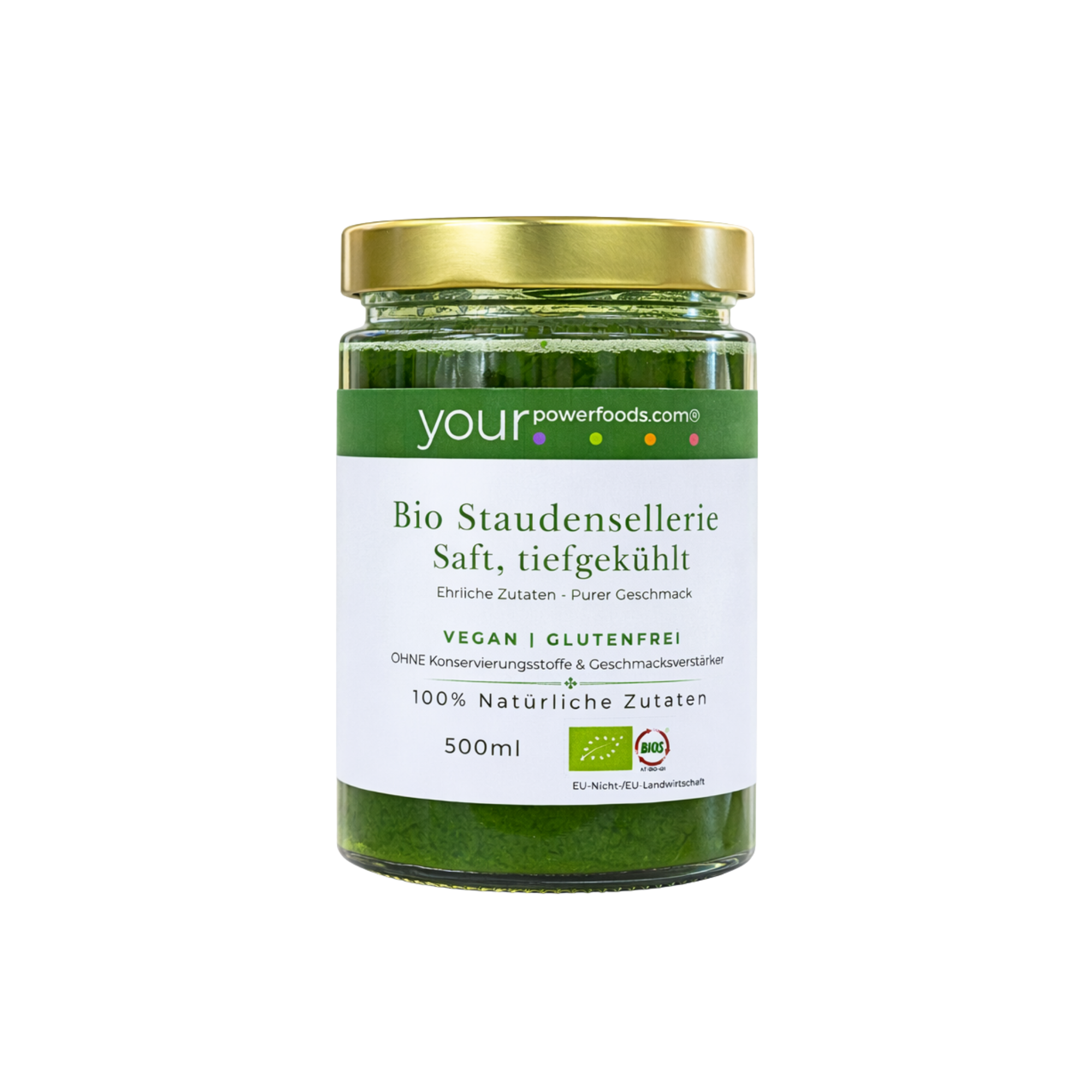 Bio Stauden Selleriesaft, tiefgekühlt, konform, vegan, glutenfrei, Vorteilsset 12 x 500 ml