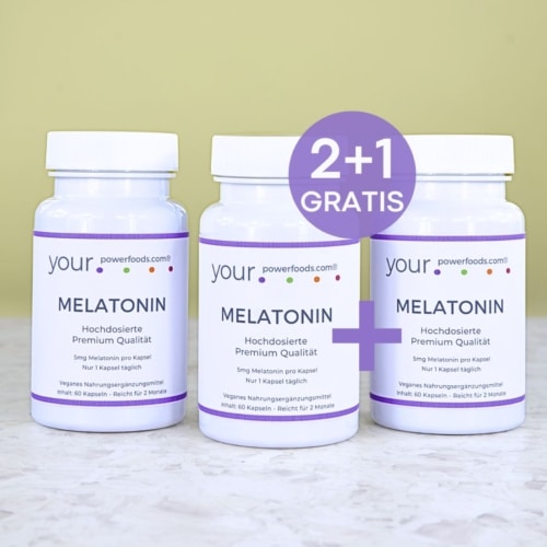 Melatonin 5mg, hochdosiert, 2+1 Gratis
