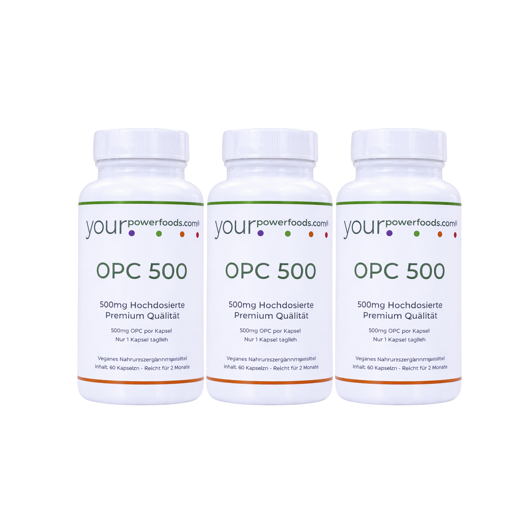 OPC Hochdosiert 500mg, Weintrauben Kernextrakt, 2+1 Gratis