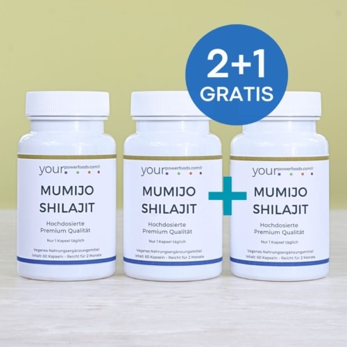 Mumijo Shilajit – 500 mg pro Kapsel, Vorteilsset 2+1 gratis