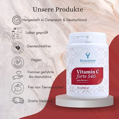 Gepuffertes Vitamin C 540 - 2 x 90 Kapseln . Vorteilsset, Premium Qualität