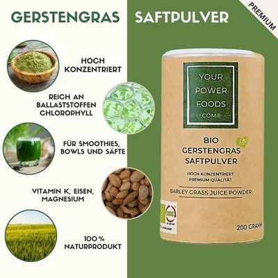 Bio Gerstengras Saftpulver, 50 - Fach konzentriert, 200g – Ansicht 3