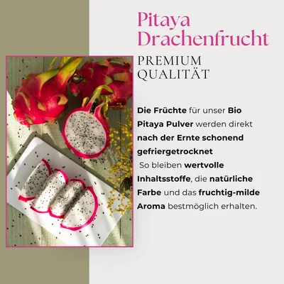 Bio Pitaya Pulver Set 2 x 200g, rotes Drachenfrucht Pulver, Red Dragon Powder – Ansicht 3