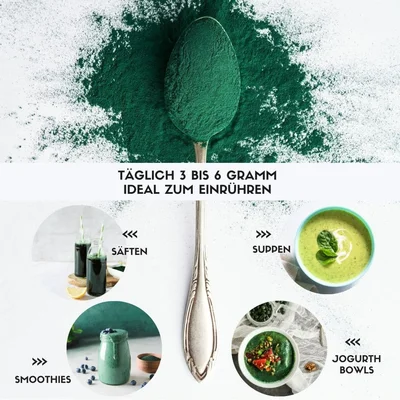 Bio Spirulina Pulver, Premium Qualität, 200g – Ansicht 3