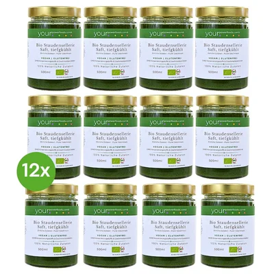 Bio Stauden Selleriesaft, tiefgekühlt, konform, vegan, glutenfrei, Vorteilsset 12 x 500 ml