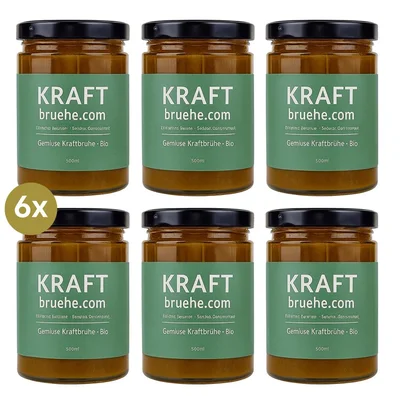 Gemüse Kraftbrühe – Premium Bio, 6×500 ml – Reiner Geschmack. Reine Zutaten.