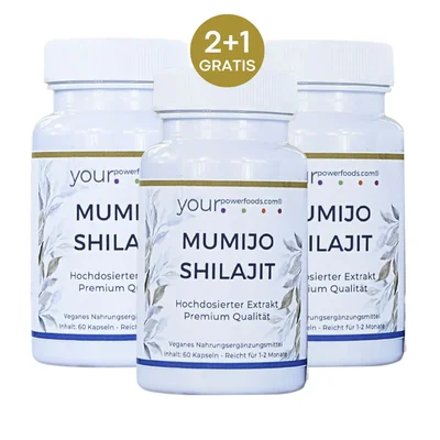 Mumijo Shilajit – 500 mg pro Kapsel, Vorteilsset 2+1 gratis