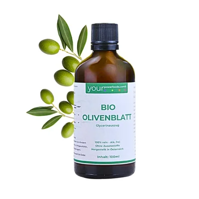Bio Olivenblatt Tinktur, alkoholfrei, 100 ml