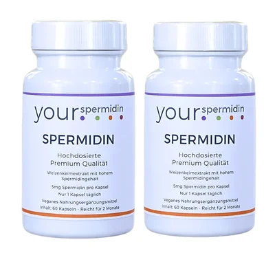 Spermidin, 5mg hochdosiert, Vorteilsset, 2 x 60 Kapseln, 15% Sparen