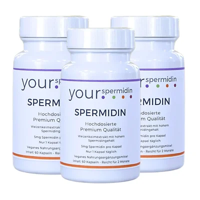 Spermidin Hochdosiert 5mg | Spermidin für 6 Monate | Weizenkeimextrakt Kapseln Kaufen | 3-er Vorteilsset